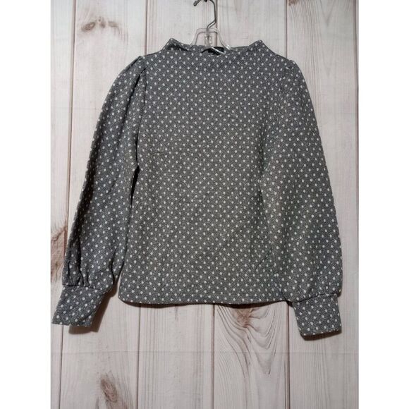 Talbots Shirt Ladies Small Gray White Polka Dot Long Sleeve Light Weight - Picture 1 of 7